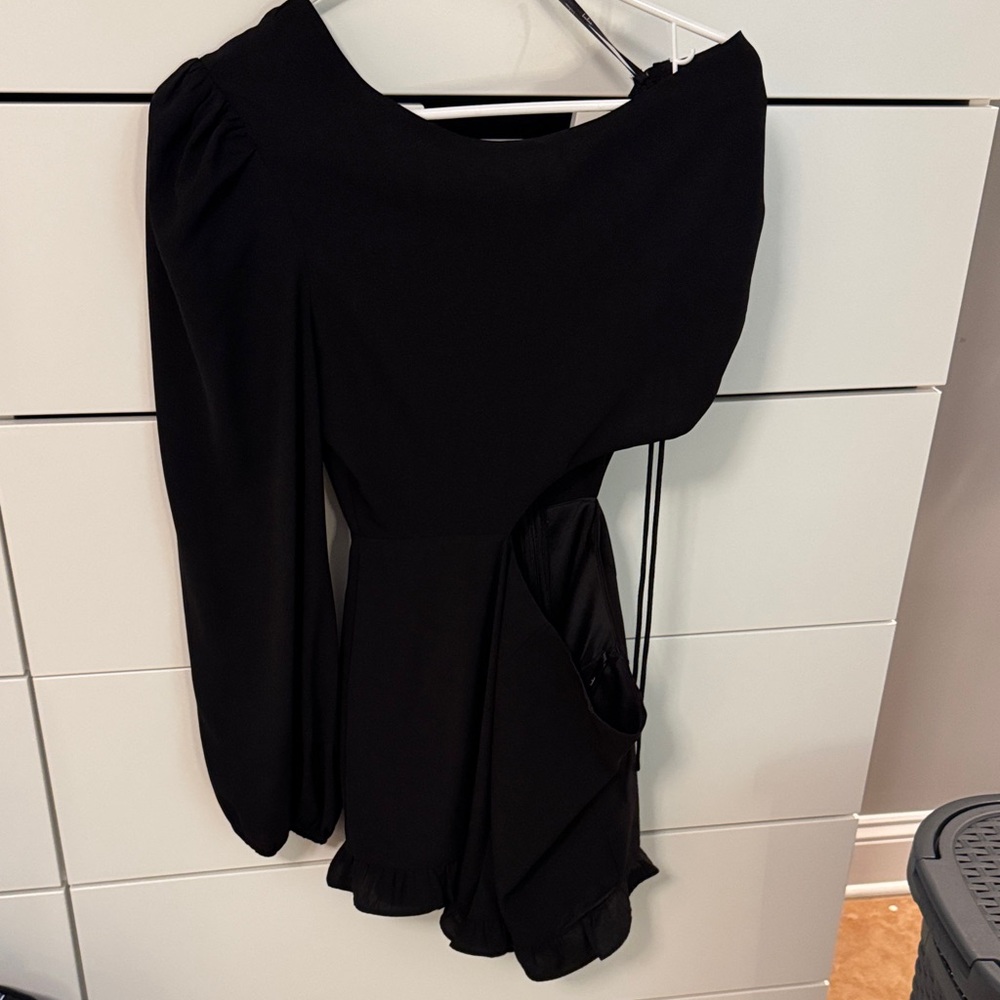 Lulu's Dream Plans One Shoulder Black Dress